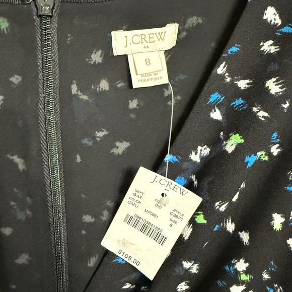 J Crew NWT Black Abstract Print Sleeveless V Neck Sheath Dress Size 8 - Picture 2 of 9